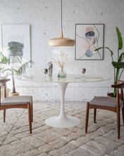 Load image into Gallery viewer, Daisy Faux Marble 60 in Oval Dining Table, White