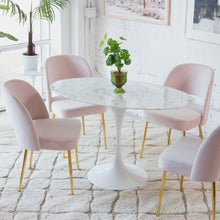 Load image into Gallery viewer, Daisy Faux Marble 48 in Oval Dining Table