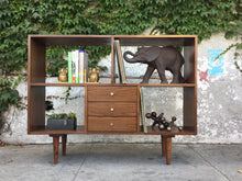 Load image into Gallery viewer, "Rebirth Of Cool"Walnut Bookshelf w/3 Drawers