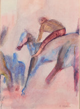 Load image into Gallery viewer, watercolor painting of horse and rider
