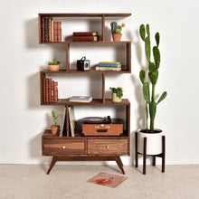 Load image into Gallery viewer, Natural Walnut Isabel Shelf with Bottom Drawers