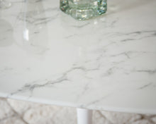 Load image into Gallery viewer, Daisy Faux Marble 60 in Oval Dining Table, White