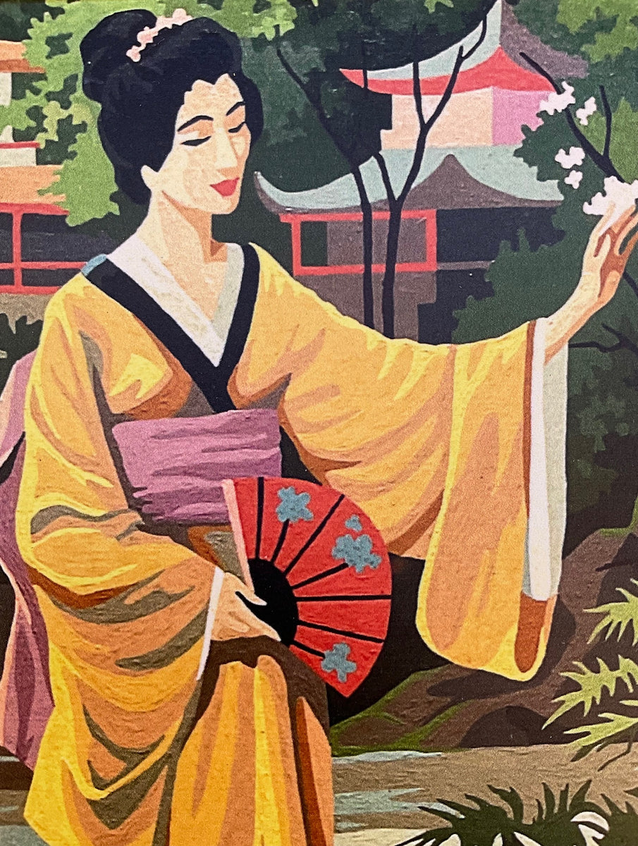 Vintage 2024 GEISHA Paint by Numbers PBN Framed Painting