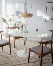 Load image into Gallery viewer, Daisy Faux Marble 60 in Oval Dining Table, White
