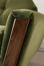 Load image into Gallery viewer, 96" Desmond Walnut Framed Sofa in Olive Green