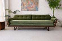 Load image into Gallery viewer, 96" Desmond Walnut Framed Sofa in Olive Green