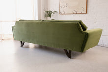 Load image into Gallery viewer, 96" Desmond Walnut Framed Sofa in Olive Green