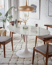 Load image into Gallery viewer, Daisy Faux Marble 60 in Oval Dining Table, White