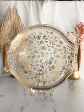 Load image into Gallery viewer, Vintage Glass Tray with Gold Floral Accents