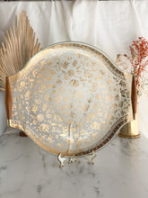 Load image into Gallery viewer, Vintage Glass Tray with Gold Floral Accents