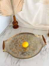 Load image into Gallery viewer, Vintage Glass Tray with Gold Floral Accents