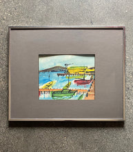 Load image into Gallery viewer, 1950s Docked Ships, Painting Framed