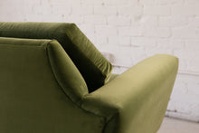 Load image into Gallery viewer, 96" Desmond Walnut Framed Sofa in Olive Green