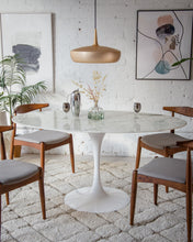 Load image into Gallery viewer, Daisy Faux Marble 60 in Oval Dining Table, White