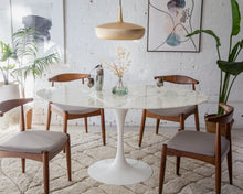 Load image into Gallery viewer, Daisy Faux Marble 60 in Oval Dining Table, White