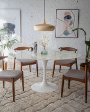 Load image into Gallery viewer, Daisy Faux Marble 60 in Oval Dining Table, White