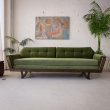 Load image into Gallery viewer, 96" Desmond Walnut Framed Sofa in Olive Green