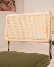 Load image into Gallery viewer, Blonde Cantilevered Chair with Green Velvet Seat