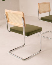 Load image into Gallery viewer, Blonde Cantilevered Chair with Green Velvet Seat