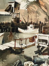 Load image into Gallery viewer, Watercolor Boats at Port Original Watercolor Signed