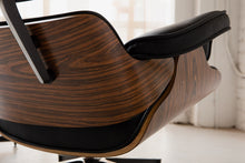 Load image into Gallery viewer, Black Leather Iconic Chair and Ottoman
