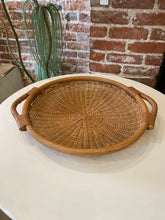 Load image into Gallery viewer, Vintage Large Wicker Tray with Handles