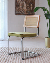 Load image into Gallery viewer, Blonde Cantilever Chair with Chartreuse Velvet Seat
