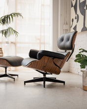 Load image into Gallery viewer, Black Leather Iconic Chair and Ottoman