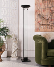 Load image into Gallery viewer, Black & Glass Torchiere Floor Lamp