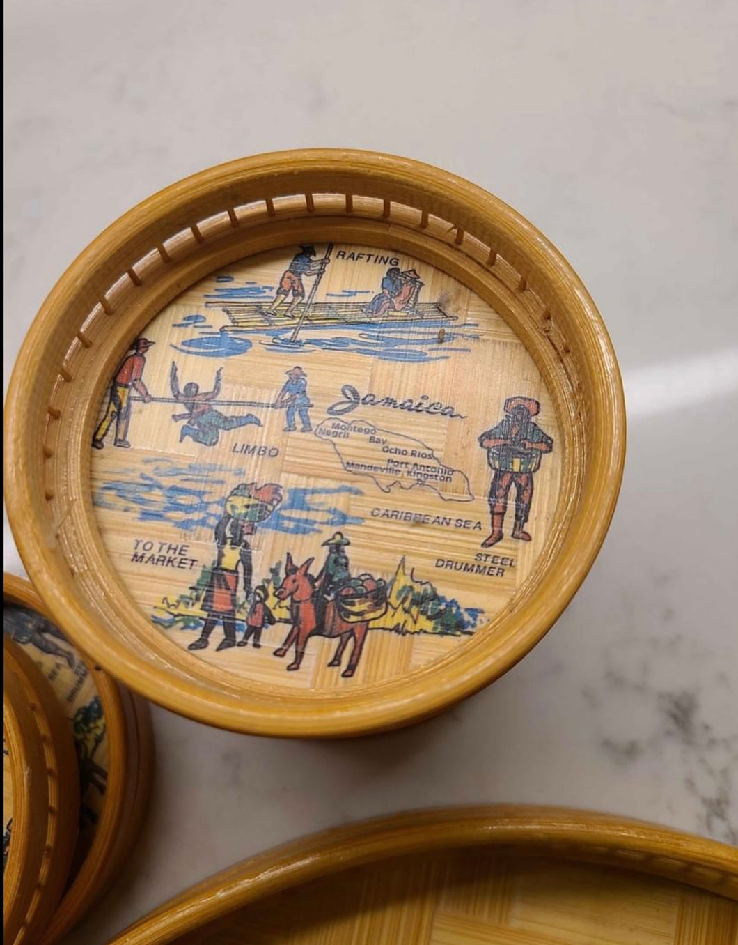 Jamaican Vintage Coaster and Tray set
