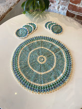 Load image into Gallery viewer, Vintage Crochet Table Topper and Coasters