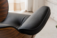Load image into Gallery viewer, Black Leather Iconic Chair and Ottoman