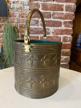 Load image into Gallery viewer, Vintage Brass Bucket with Fleur-de-lis Motif