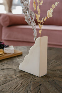 Cream Modernist Waves Vase