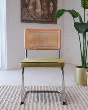 Load image into Gallery viewer, Blonde Cantilever Chair with Chartreuse Velvet Seat
