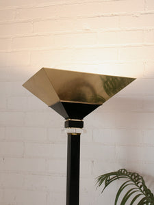 Brass Lucite Torchiere Floor Lamp