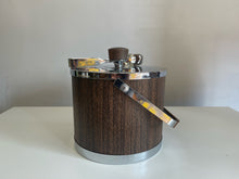 Load image into Gallery viewer, 60s Chrome and Walnut ice Bucket with Tongs