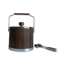 Load image into Gallery viewer, 60s Chrome and Walnut ice Bucket with Tongs