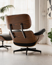 Load image into Gallery viewer, Black Leather Iconic Chair and Ottoman