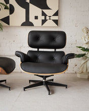 Load image into Gallery viewer, Black Leather Iconic Chair and Ottoman