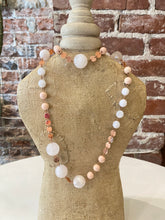 Load image into Gallery viewer, Pink and Rose Gold Long Beaded Necklace
