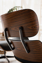 Load image into Gallery viewer, Black Leather Iconic Chair and Ottoman