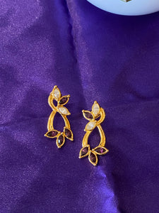 Vintage Avon Gold Tone and Faux Amethyst Earrings