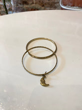 Load image into Gallery viewer, Set of 2 Gold Bangles with Moon Charm
