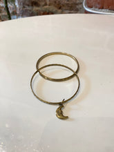 Load image into Gallery viewer, Set of 2 Gold Tone Bangles with Moon Charm