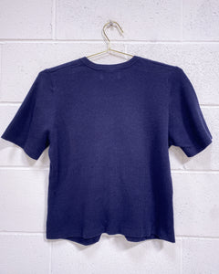 Navy Blue Knit Blouse (M)