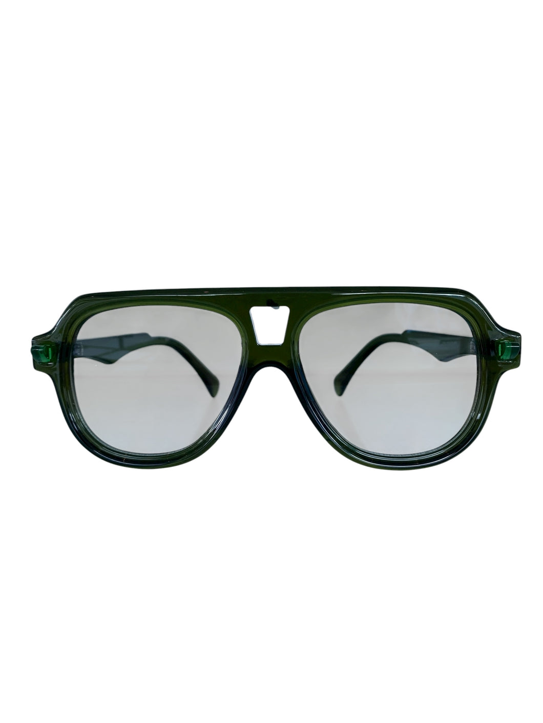 Transparent Dark Green Sunnies with chrome accent