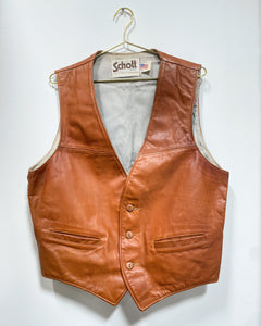 Vintage Caramel Leather Vest (XL)