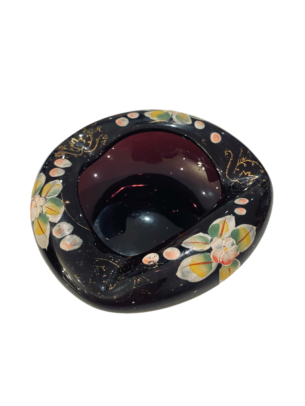 Hand Painted Amethyst Venetian Ashtray