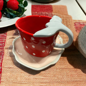 Strawberry Coffee Cup with Saucer